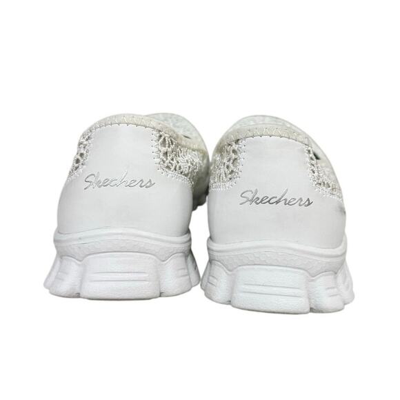 Skechers Memory Foam Women’s 10 White Lace Slip On Flats Comfort Walking Shoes - Picture 6 of 8